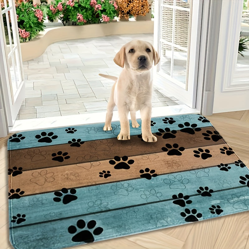 1pc Ultra-Absorbent Dog Paw Prints Doormat - Stylish Entrance Rug for Muddy Paws, Quick Drying, Non-slip Sleeping Blanket, Perfect for Busy Pet Homes