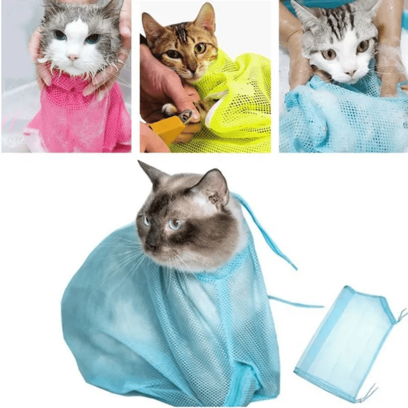 [Popular Choice] Comfort-Fit Cat Grooming Bag - Non-Electric, Polyester Mesh for Easy Bathing & Nail Trimming