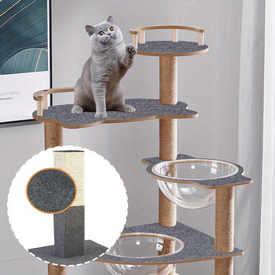 78.7"x15.8" Durable Polyester Self-Adhesive Cat Scratching Mat - Replacement Pad for Cat Trees, Shelves & Furniture Protection