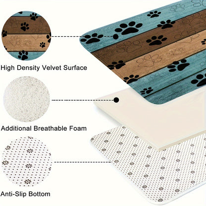 1pc Ultra-Absorbent Dog Paw Prints Doormat - Stylish Entrance Rug for Muddy Paws, Quick Drying, Non-slip Sleeping Blanket, Perfect for Busy Pet Homes