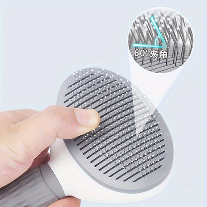 Dog and cat cleaning face comb, one click automatic hair removal, pet hair removal massage comb, cat and dog needle comb beauty cleaning brush