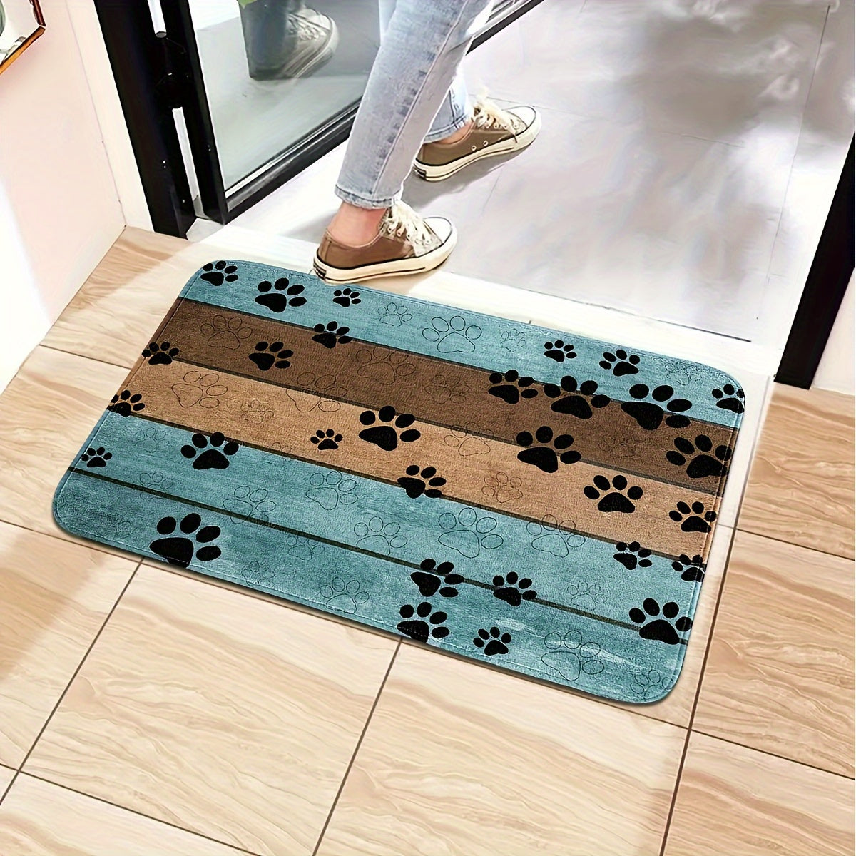 1pc Ultra-Absorbent Dog Paw Prints Doormat - Stylish Entrance Rug for Muddy Paws, Quick Drying, Non-slip Sleeping Blanket, Perfect for Busy Pet Homes