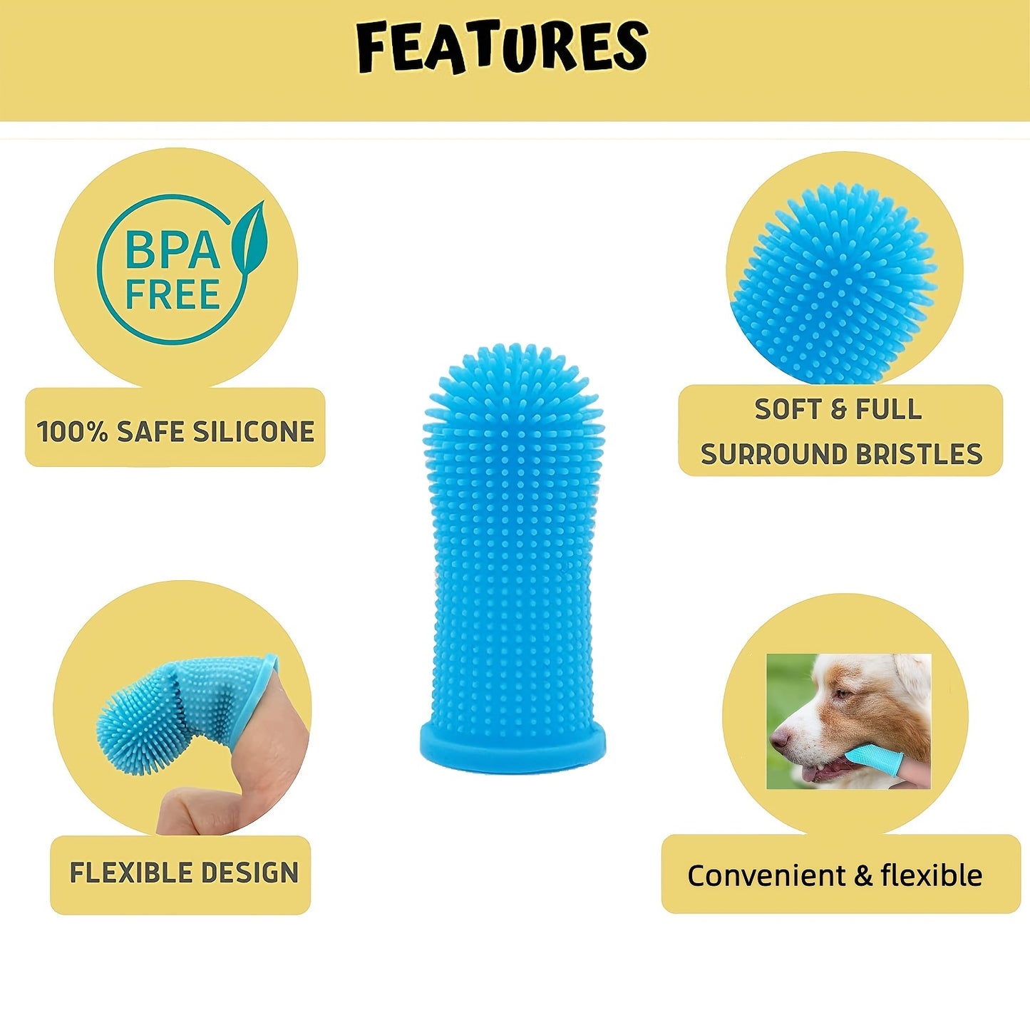 Super Soft Silicone Toothbrush - Perfect For Cleaning Your Dog Or Cat's Teeth!