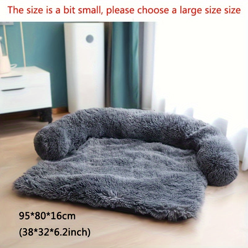 1pc Plush Dog Bed Soft Dog Cushion, Dual-purpose Integrated Pet Nest Mat, Plush Dog Cushion Sofa Furniture Protector With Removable Washable Cover For Large Medium Small Dogs Christmas Gift