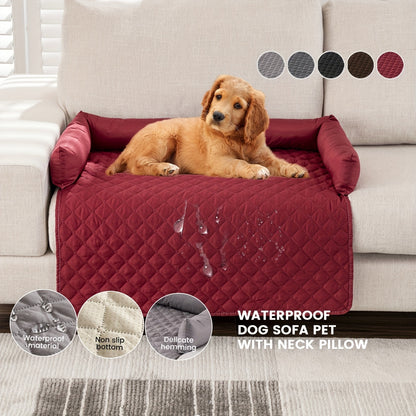 Premium Silky Velvet Pet Sofa Bed, Slip Resistant, Waterproof, Washable Couch Protector With Removable Bolster Cushions, Furniture Cover For Pets, Dogs, Cats Christmas Gift