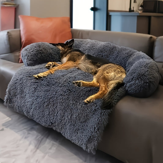 1pc Plush Dog Bed Soft Dog Cushion, Dual-purpose Integrated Pet Nest Mat, Plush Dog Cushion Sofa Furniture Protector With Removable Washable Cover For Large Medium Small Dogs Christmas Gift