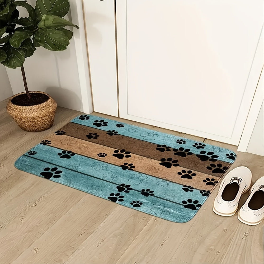 1pc Ultra-Absorbent Dog Paw Prints Doormat - Stylish Entrance Rug for Muddy Paws, Quick Drying, Non-slip Sleeping Blanket, Perfect for Busy Pet Homes