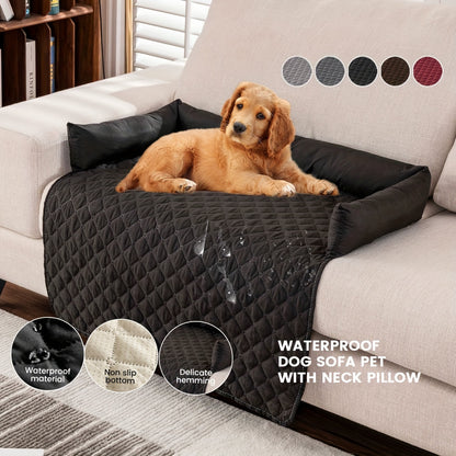 Premium Silky Velvet Pet Sofa Bed, Slip Resistant, Waterproof, Washable Couch Protector With Removable Bolster Cushions, Furniture Cover For Pets, Dogs, Cats Christmas Gift