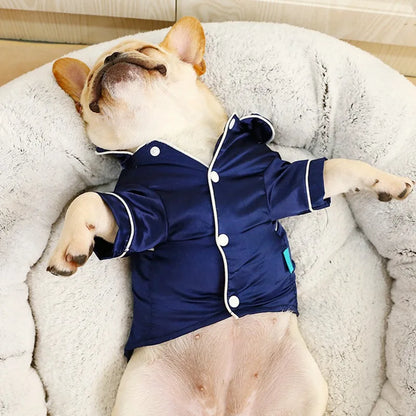 Soft Silk Dog Pajamas French Bulldog Pajamas Pet Coat Clothing For Small Dogs Summer Pet Clothes Shih Tzu Puppy Cat Shir