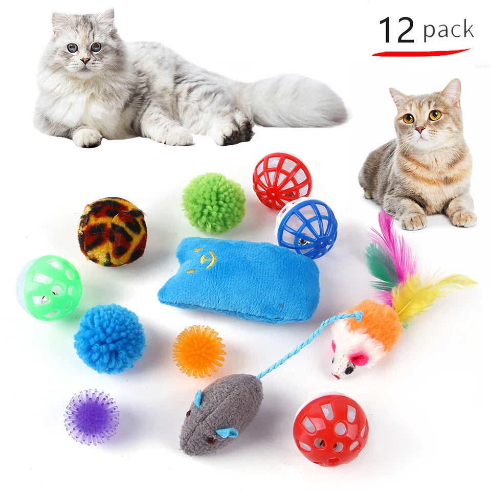 DualPet Kitten Toys Variety Cat Toy Combination Set Cat Toy Funny Cat Stick Sisal Mouse Bell Ball Cat Supplies 20 Piece Set