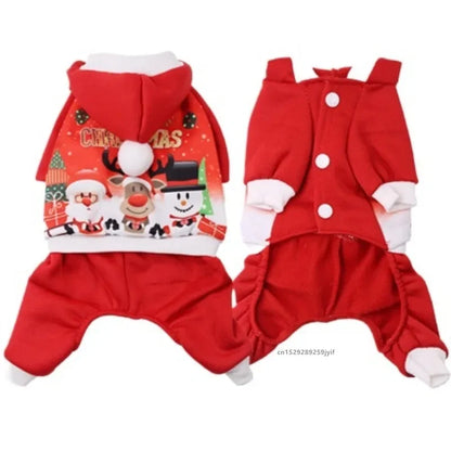 Winter Dog Christmas Jumpsuit Clothes Warm Pet Jacket Coat Costume for Small Medium Dogs Cats Overalls Puppy York Chihuahua