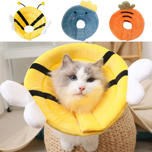 Soft Bee Shape Cat Recovery Collar Cotton Adjustable Cat Elizabethan Collar Anti-biting Anti-licking Dog Elizabeth Circle