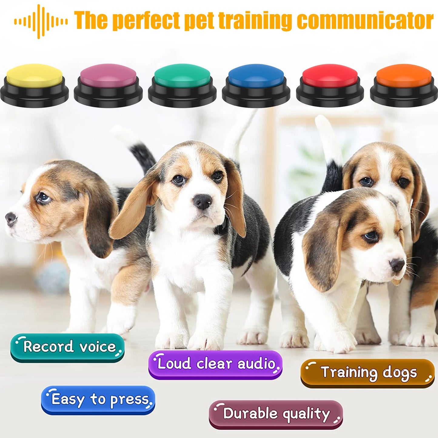 Toy: 4/6Pcs Recordable Dog Training Buttons With Light Pet Interactive Dog Cat Pet Training Buzzer Talking Button Intelligence Toy