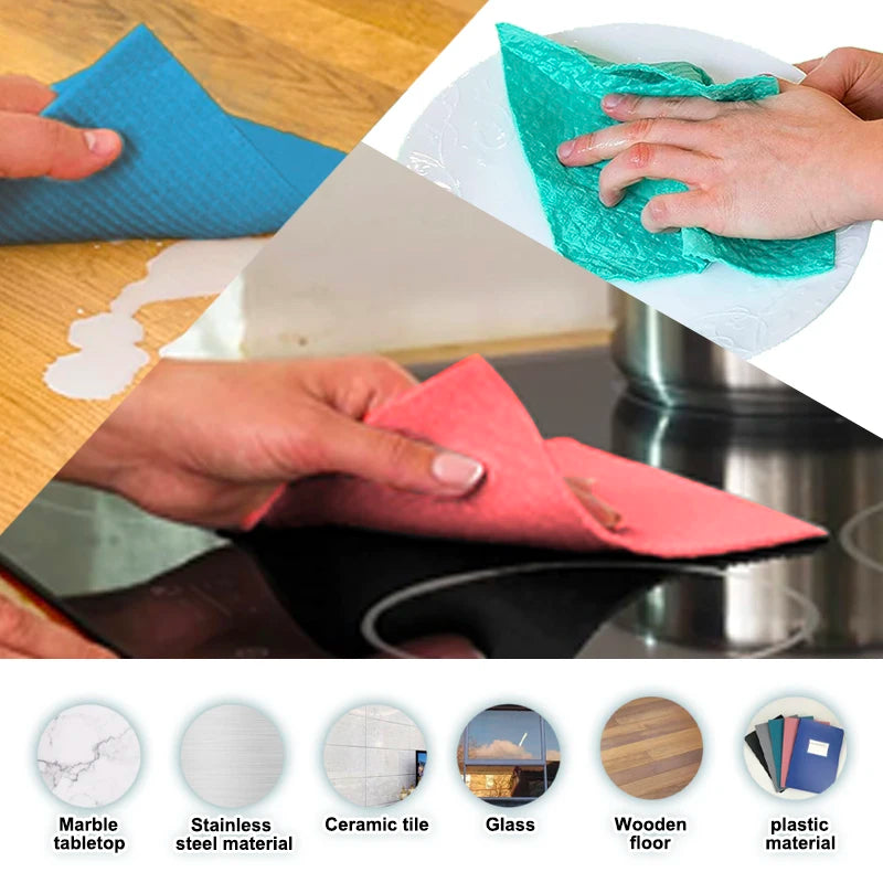 Swedish Dishcloths for Kitchen Solid Colour Series 4/8/12 pack Cloths Reusable Washable Wood Pulp Fiber Kitchen Cloths Replace P