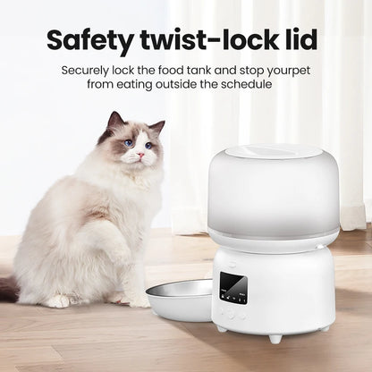 ROJECO 3L Automatic Pet Feeder Smart Cat Food Dispenser WiFi Button Version Cute Auto Dog Feeder For Cats Remote Control Feeding