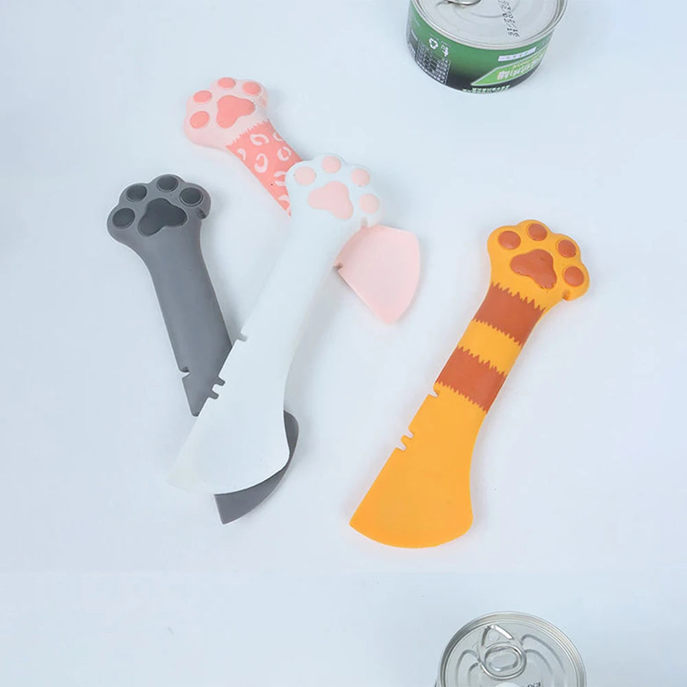 Cute Cats Paw Multifunction Pets Canned Spoon Plastic Jar Opener Puppy Feeding Food Scoop Cats Dogs Feeder Shovel Pets Tableware