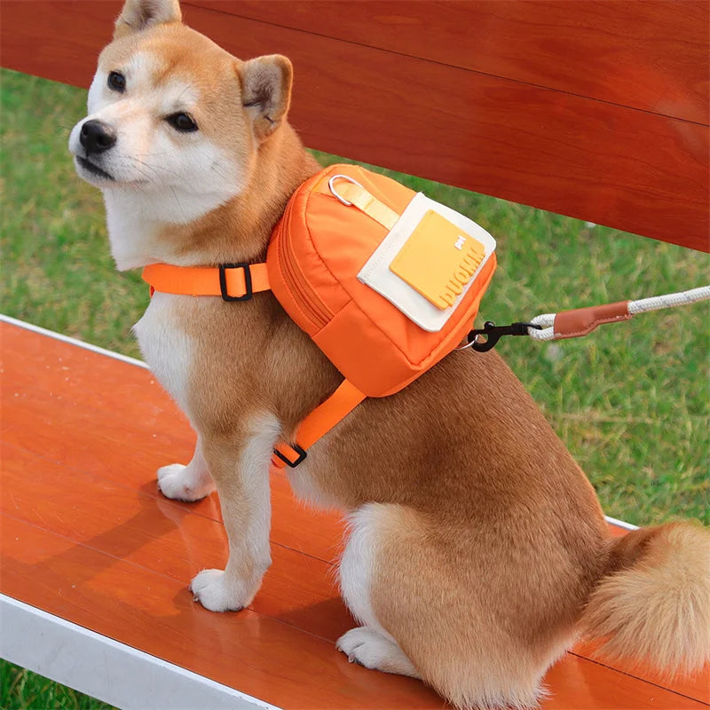 Personalized Dog Harness with Snack bag for Small Dogs Shiba Inu Corgi Self Backpack Adjustable Pet Harnesses Outdoor Supplies