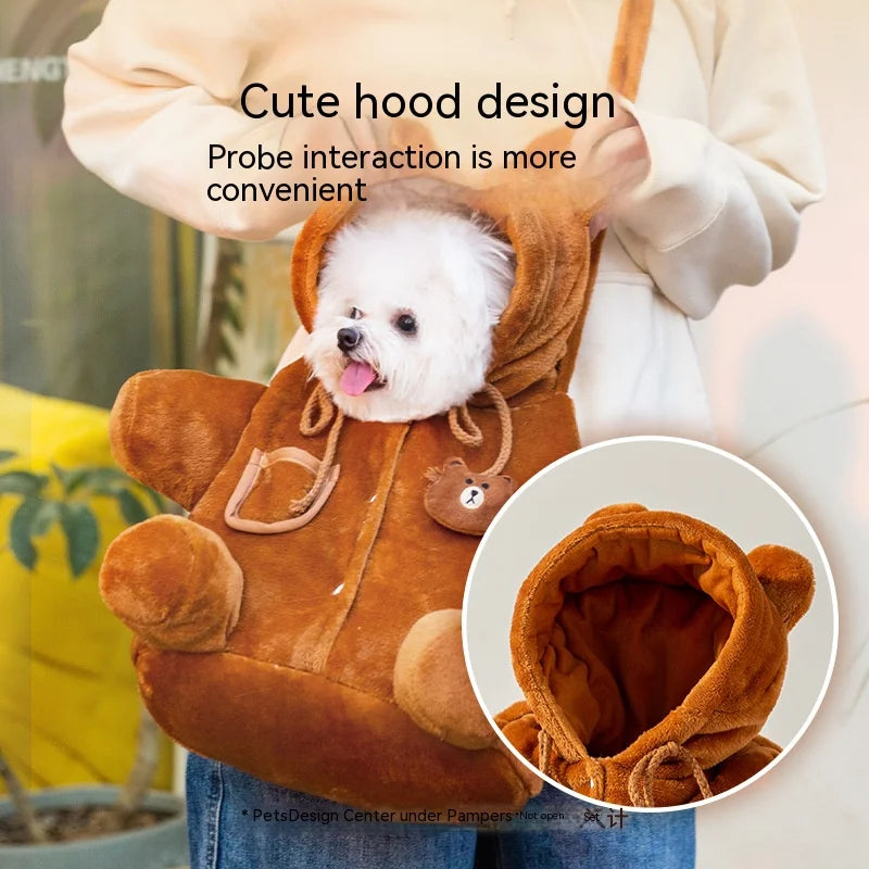 Shoulder Bag Dog Bag Autumn and Winter Portable Outing Bag Warm Windproof Bear Cute Cute Shoulder Bag Cat Bag Pet Crossbody Bag