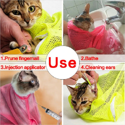 Mesh Cat Groom Bath Bag Adjustable Dogs Anti Scratch Bite Kat Nail Trim Inject Examing Pet Washing Clean Restraint Massage Bags