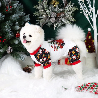 Pet Dog Jumpsuit Soft Dog Clothes with Merrry Christmas Letters Dog Santa Claus Elk Pajamas Costumes Puppy Dog Cat Apparel Chris