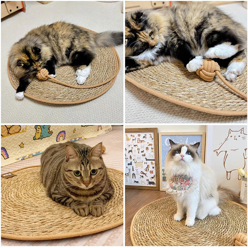 Bed: Cat Scratcher Rattan Mat Board Cat Scratch for Sharpen Nails Scraper Cats Tree Cat scratching post Sofa Mats Furniture Protector