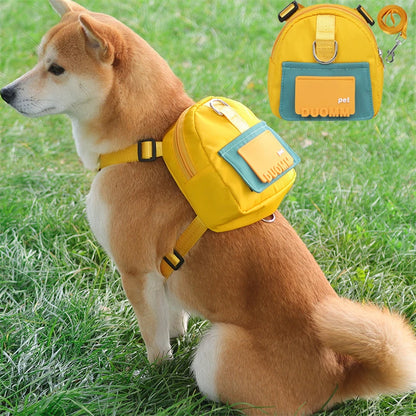 Personalized Dog Harness with Snack bag for Small Dogs Shiba Inu Corgi Self Backpack Adjustable Pet Harnesses Outdoor Supplies