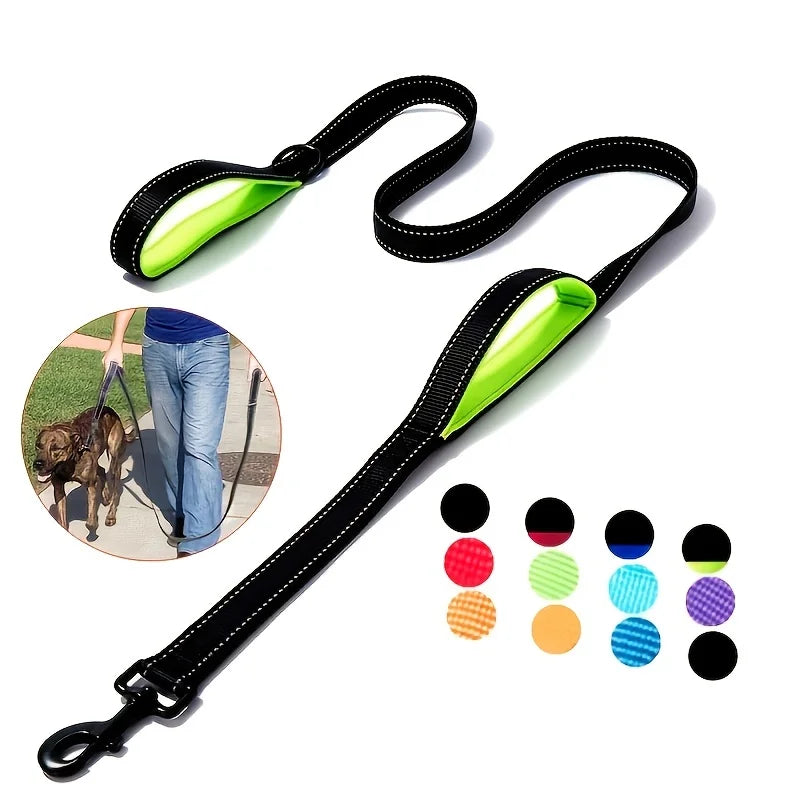 Dog Leashes Outdoor Travel Dog Training Chain Heavy Duty Double Handle Lead for Greater Control Safety Training Dual Handle