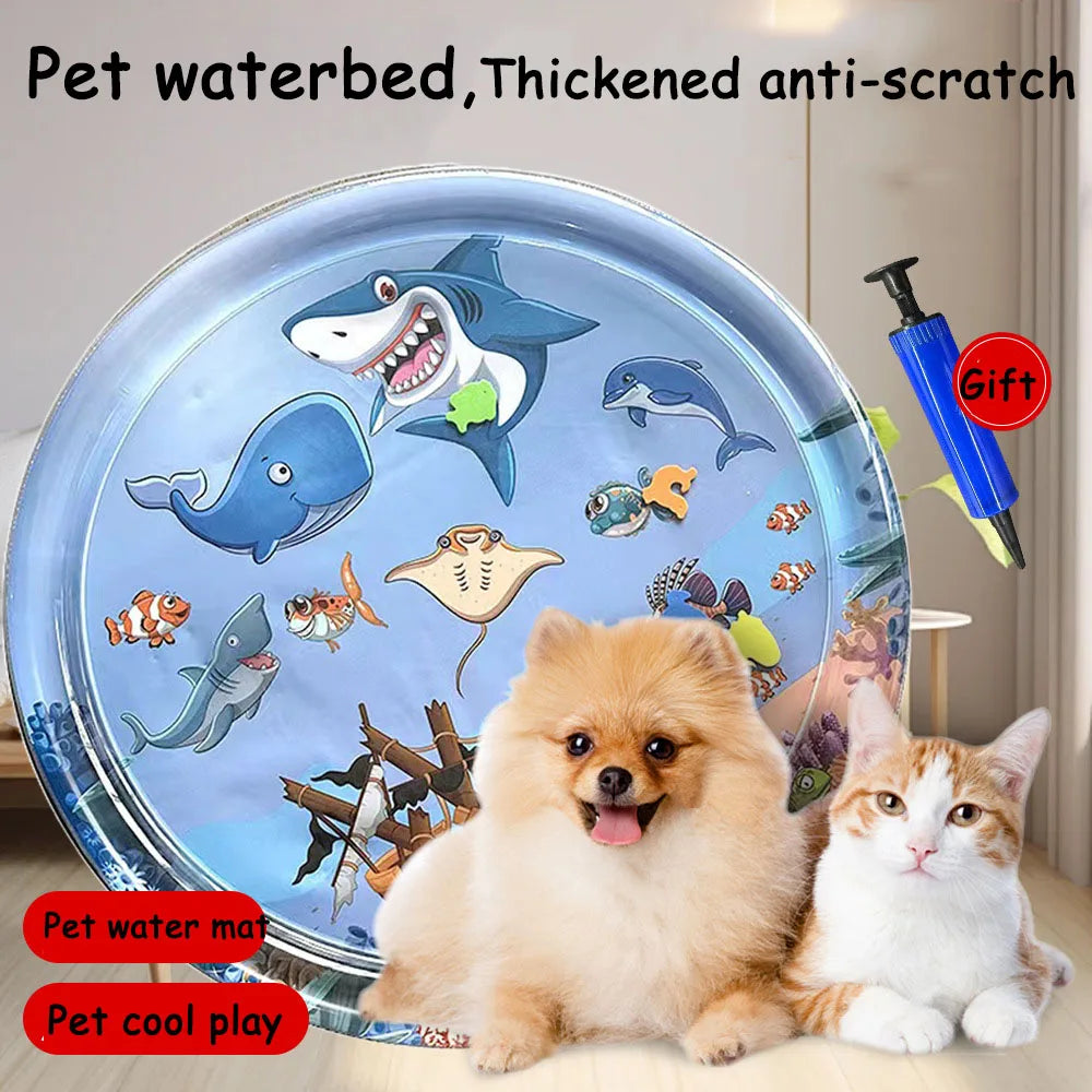 Bed: Summer Cooling Pet Water Mat inflatable Water-filled cat Bed Cushion Thickened anti-scratch Dog Ice Pad dog Nest cat Play Toy