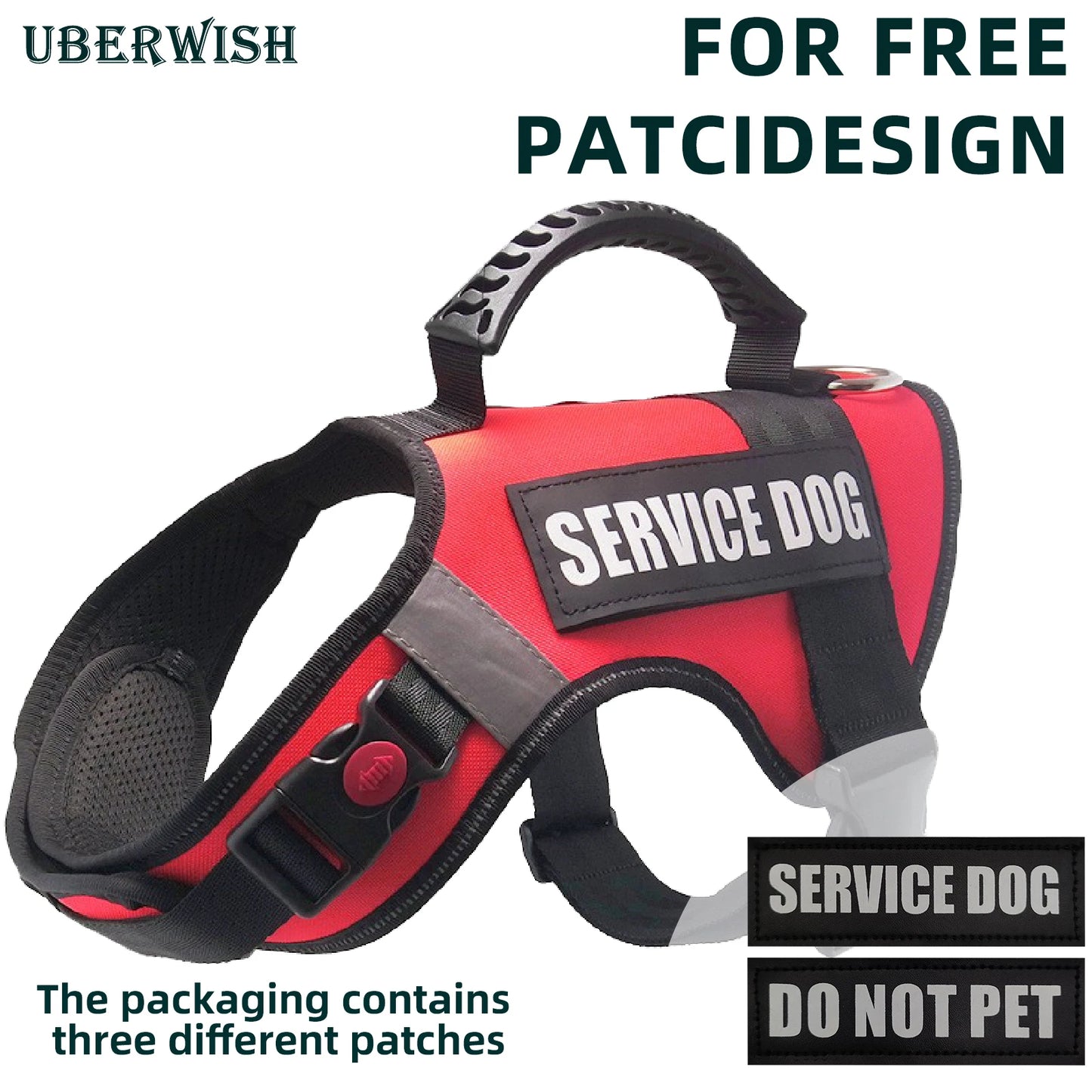 No-pull service dog vest with adjustable handle outdoor pet dog harness is suitable for small medium sized large dogs