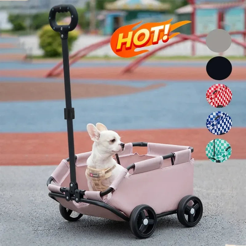 Bag: Foldable Small Pet Stroller, 4 Wheels, Dog,Cat,Teddy,Cart,Rolling Cat Carrier, Pet Carriage for Travelling, Shopping, Walking