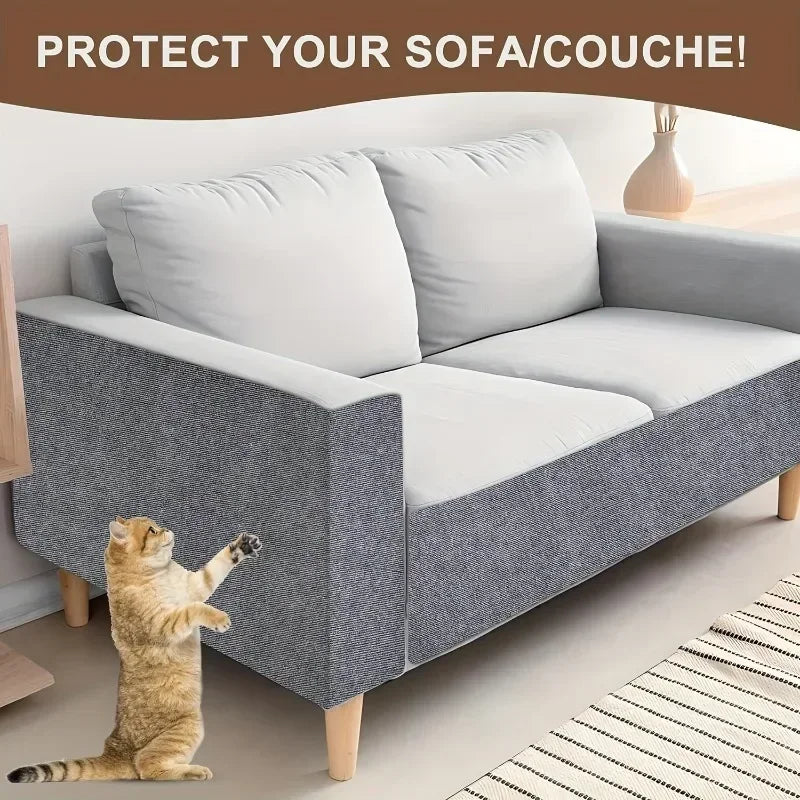 Self-Adhesive Cat Scratch Mat Durable Sisal Furniture Protector DIY Customizable Cat Scratching Pad for Couch Sofa Protection