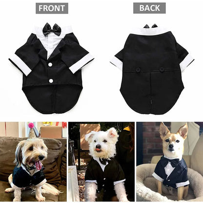 Dog Tuxedo Dog Suit Puppy Pet Tuxedo Wedding Party Costume Dog Prince Bow Tie Shirt Formal Dog Weeding Attire Dogs Cats Clothes