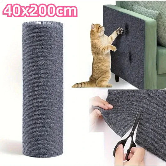 Self-Adhesive Cat Scratch Mat Durable Sisal Furniture Protector DIY Customizable Cat Scratching Pad for Couch Sofa Protection