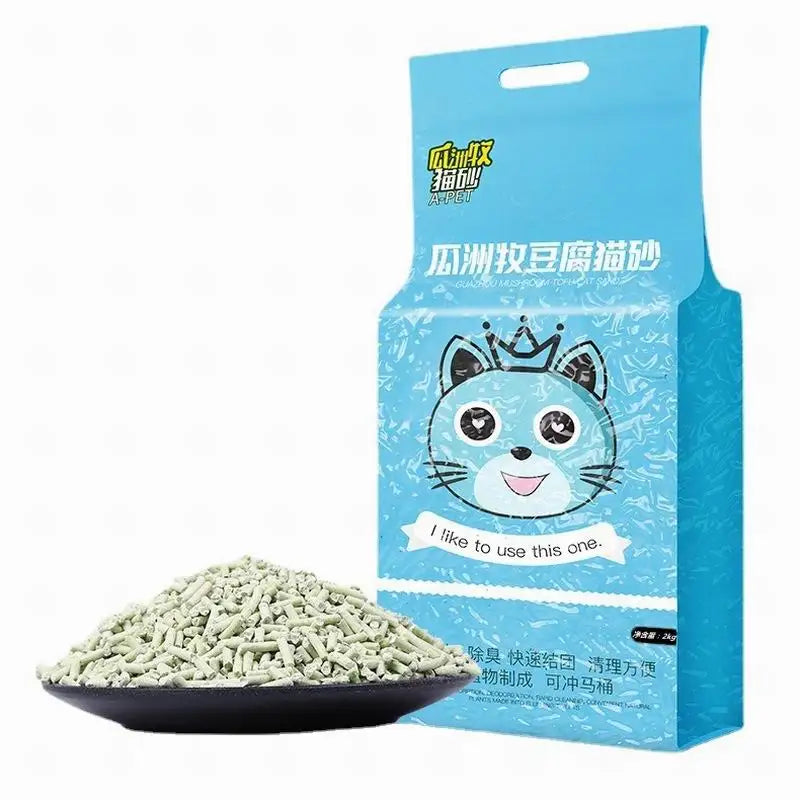 6L Natural Plant Tofu Cat Litter Quickly Clumps And Deodorizes Green Tea Fresh Tofu Corn Mixed Kitty Litter Dust-free Tofu Sand