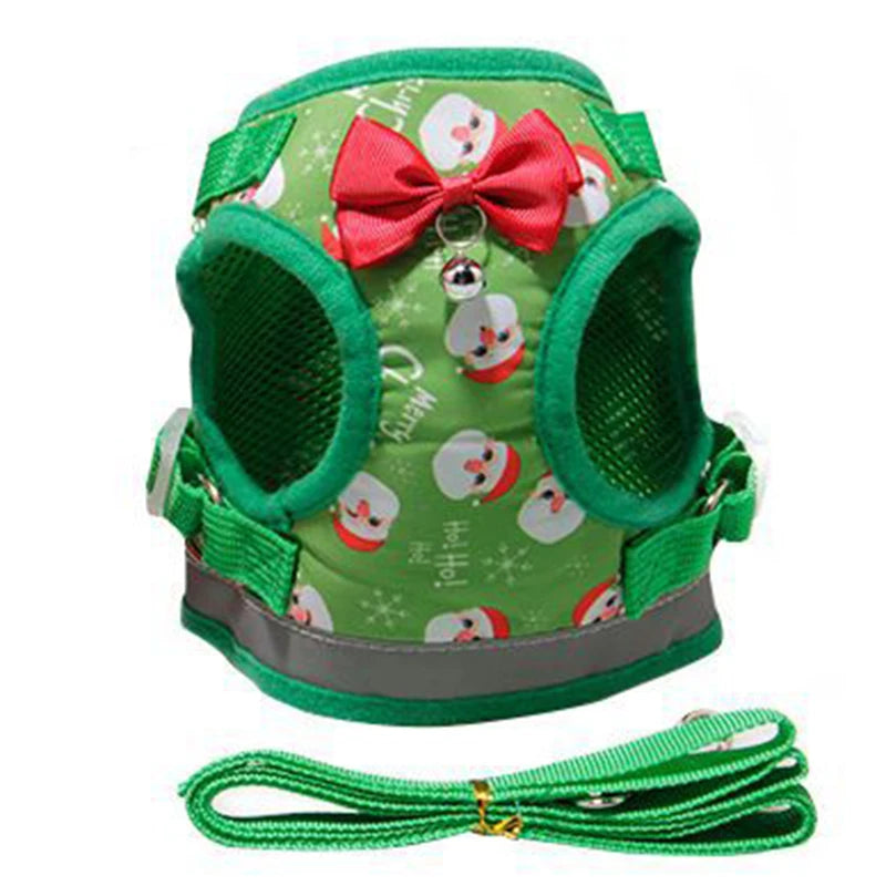 Christmas Soft Mesh Dog Harness Adjustable Soft-Padded For PET  Animals Outdoor Walking Supplies