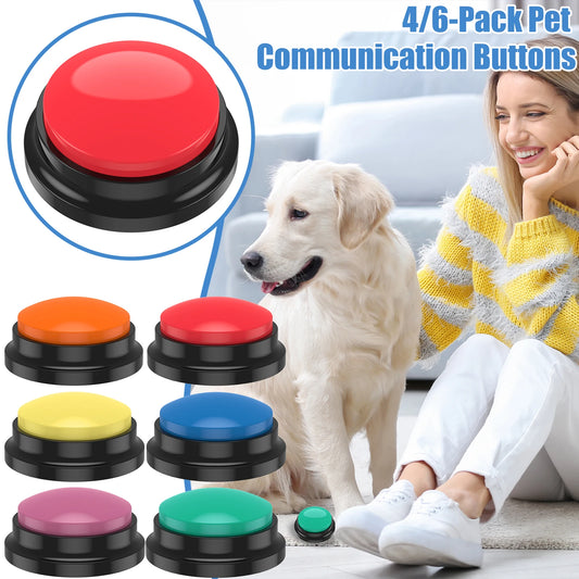 Toy: 4/6Pcs Recordable Dog Training Buttons With Light Pet Interactive Dog Cat Pet Training Buzzer Talking Button Intelligence Toy