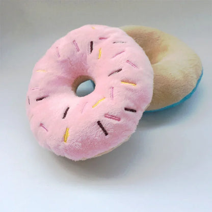 Soft Dog Donuts Plush Pet Dog Toys For Dogs Chew Toy Cute Puppy Squeaker Sound Toys Funny Puppy Small Medium Dog Interactive Toy