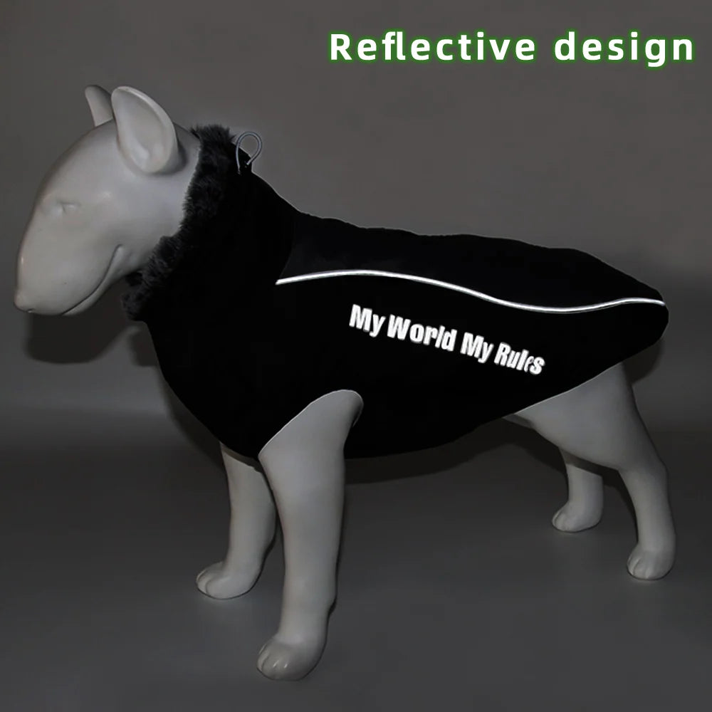 Clothes: Large Dog Clothes With Harness Reflective Waterproof Dogs Jacket Padded Soft Big Dog Coat Apparel Windproof Labrador Costumes