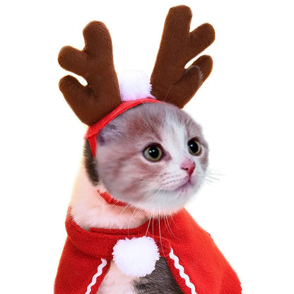 Cute Pet Christmas Ornaments Winter Plush Xmas Hat Scarf Headwear Cats Dogs Santa New Year Cosplay Costume Pet Accessories