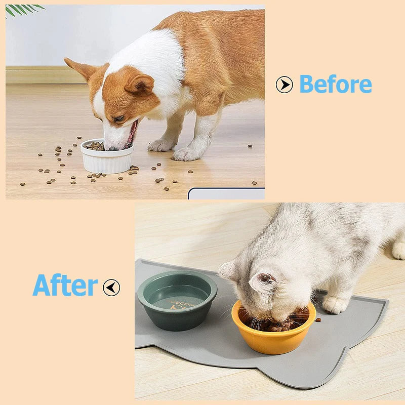 Silicone Pet Feeding Dog Cat Bowl Food Mat Non-Stick Waterproof Pet Food Feeding Pad Puppy Feeder Tray Water Cushion Placemat