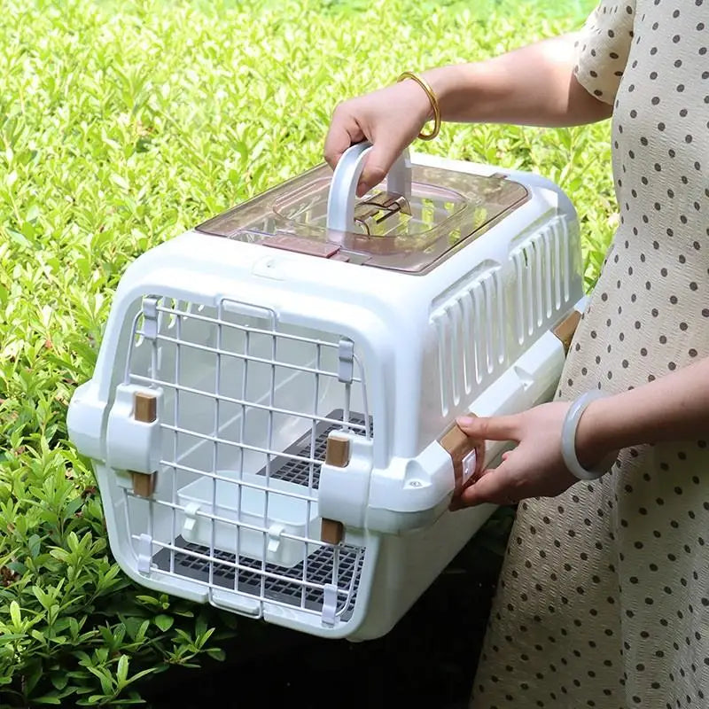 Pet Flight Box, Cat And Dog Shipping Box, Portable Portable Car Cage, Large Plastic Dog Cage With Skylight