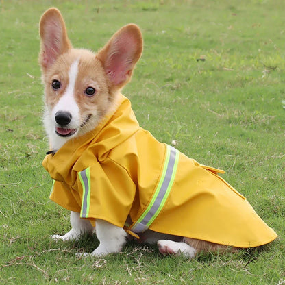 Clothes: Large Dog Raincoat Corgi Cloak Style Puppy Waterproof Dog Clothes Reflective Pet Windproof Rainproof Hooded Raincoat for Dog