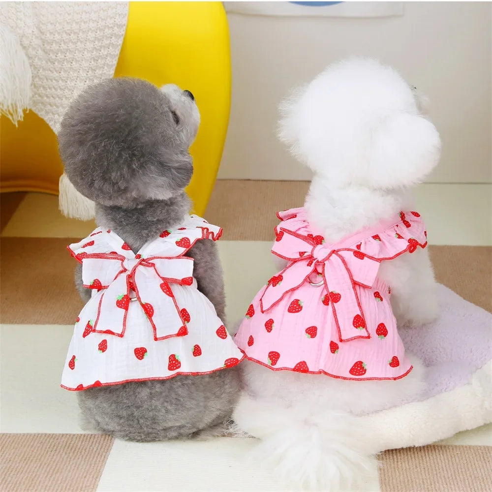 Strawberry Pattern Summer Dress for Dog Pet Clothing Dog Suspender Skirt Cats Puppy Cute Dog Costume Supplies