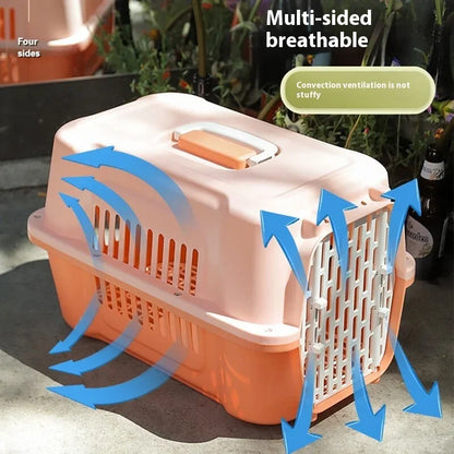 Portable Cat and Small Dog Carrier for Travel, Car Transportation, and Air Freight - Cage & Check Box with Air Holes