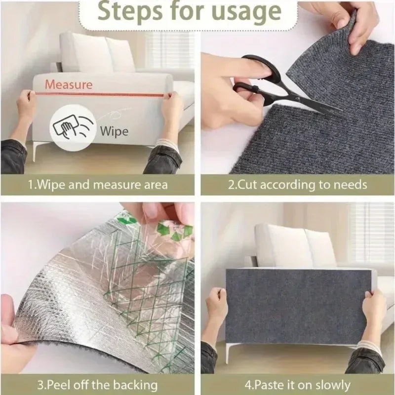 Self-Adhesive Cat Scratch Mat Durable Sisal Furniture Protector DIY Customizable Cat Scratching Pad for Couch Sofa Protection