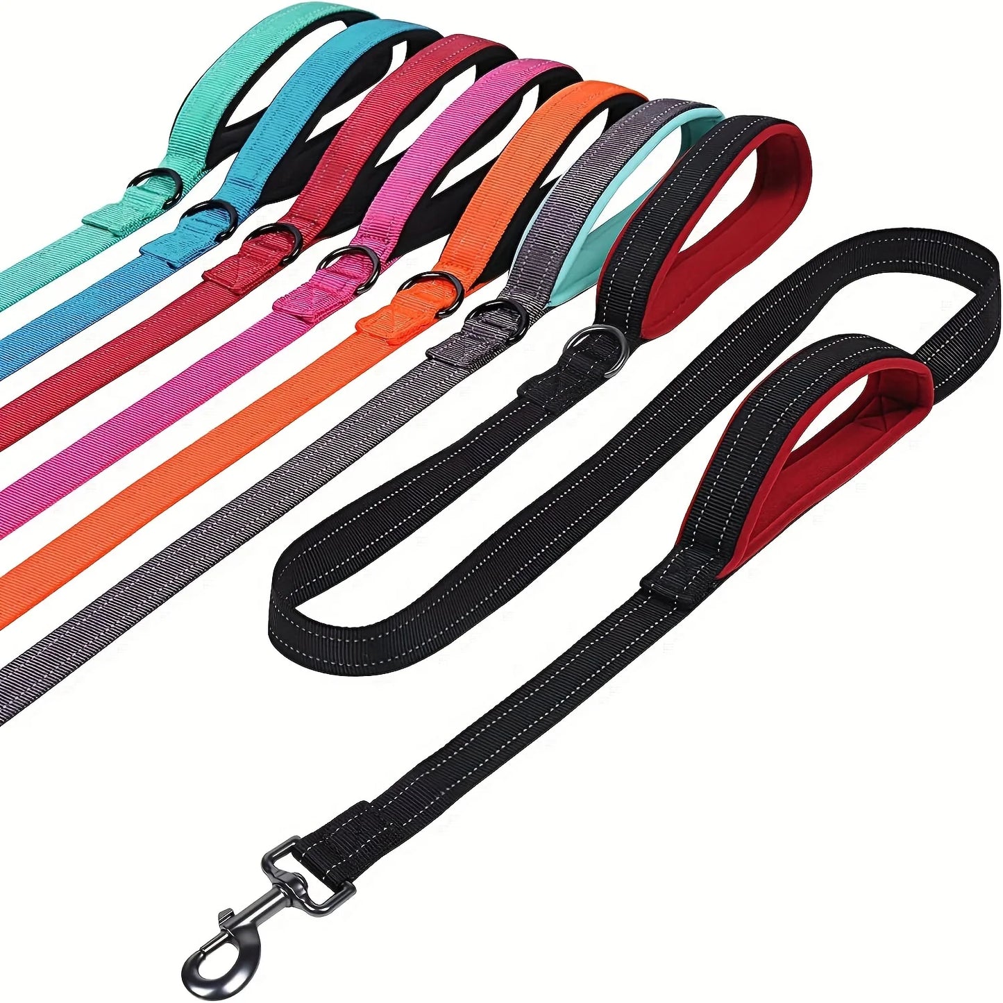 Dog Leashes Outdoor Travel Dog Training Chain Heavy Duty Double Handle Lead for Greater Control Safety Training Dual Handle