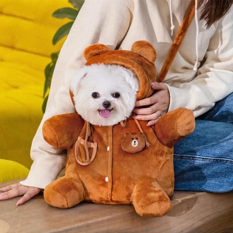 Shoulder Bag Dog Bag Autumn and Winter Portable Outing Bag Warm Windproof Bear Cute Cute Shoulder Bag Cat Bag Pet Crossbody Bag