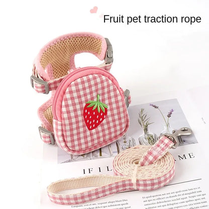 Cat Harness with Backpack Prevent Break Free Breathable Chest Strap Pet Traction Rope Set Teddy Mini Dog Walking Pet Supplies