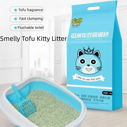 6L Natural Plant Tofu Cat Litter Quickly Clumps And Deodorizes Green Tea Fresh Tofu Corn Mixed Kitty Litter Dust-free Tofu Sand