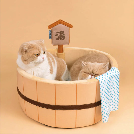 Japanese Style New Cat Bed Comfy Bathtub Pool for Dogs Detachable Puppy Basket Basin Safe Kitten Nest Pad Plush Sleeping Shiba